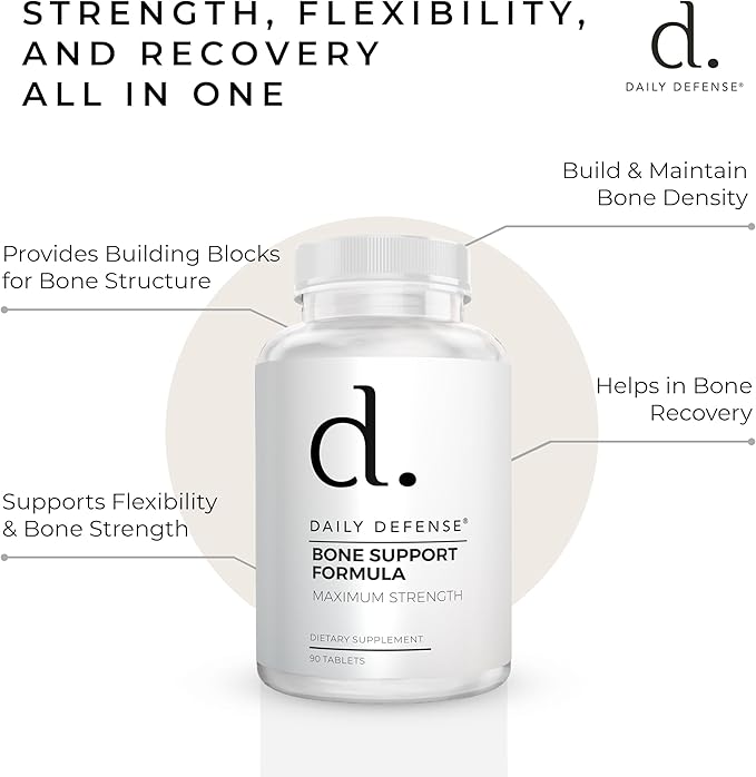 Calcium Supplements for Women &amp Men - Daily Defense Bone Support Formula with Calcium 1000mg Magnesium L-Lysine HCl &amp More - for Better Flexibility &amp Mobility - 90 Easy to Swallow Calci