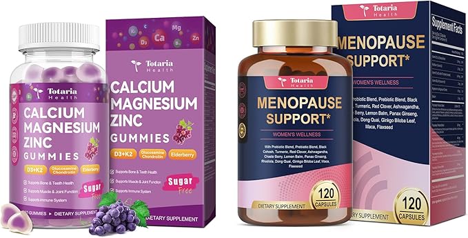 Totaria Calcium Magnesium Zinc Gummies &amp Menopause Supplement for Women Bundle