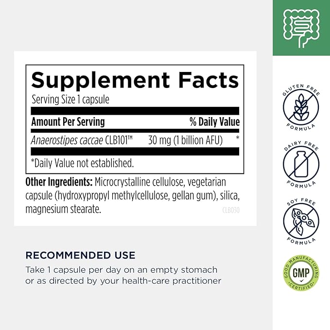 Designs for Health Anaerostipes Probiotic - 1 Billion AFU of Butyrate-Producing Probiotics for Gut Health Support Microbiome Balance and Immune Support - Live Probiotics Gluten Free (30 Capsules)