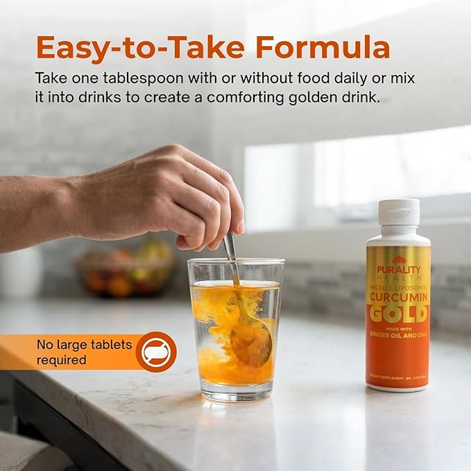 PURALITY HEALTH Curcumin Gold from Turmeric with Ginger Oil &amp DHA Omega-3s Micelle Liposomal Enhanced Absorption Joint Health 15 Day Supply