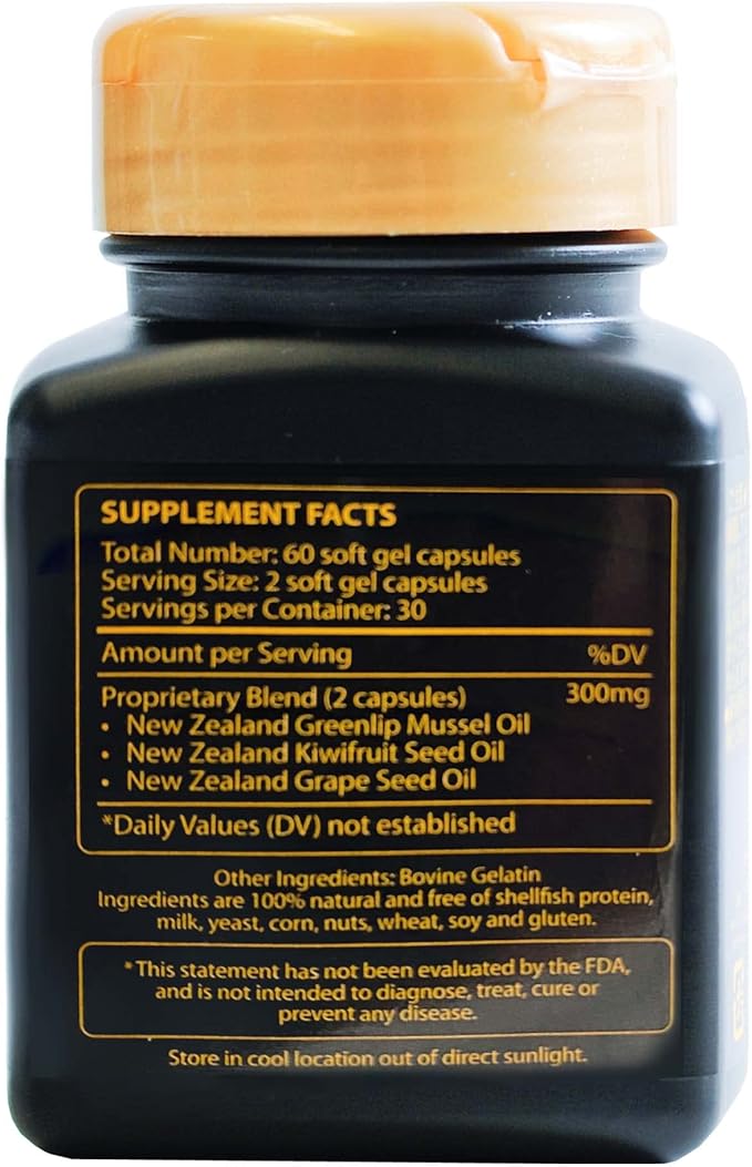 Omega 3 New Zealand Green Lipped Mussel Oil Soft gels for Joint Support and Mobility Heart &amp Immune Support No Fishy Aftertaste 3-Pack 180Soft gels 2-Soft gels Per Day 90 Day Supply