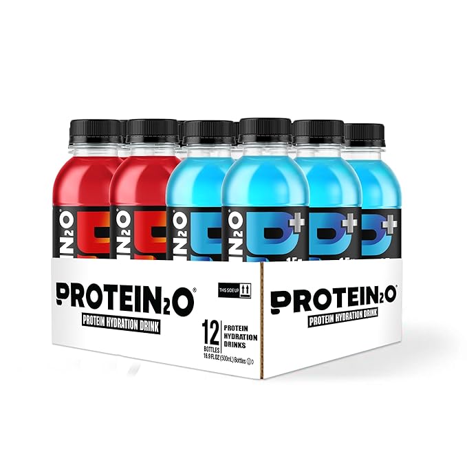 Protein2o 15g Whey Protein Isolate Hydration Drink Plus Energy &amp Focus 350mg of Electrolytes Vitamins B5 &amp B6 Sugar Free Energy Variety Pack 16.9 oz Bottle (Pack of 12)