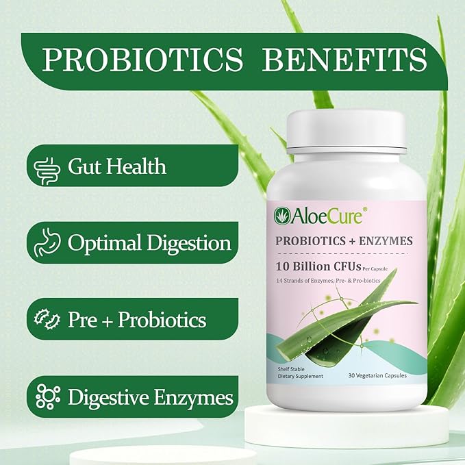 AloeCure Aloe Vera Capsules 2 Pack - VeraFlex 1btl Probiotcs+Enzymes 1btl
