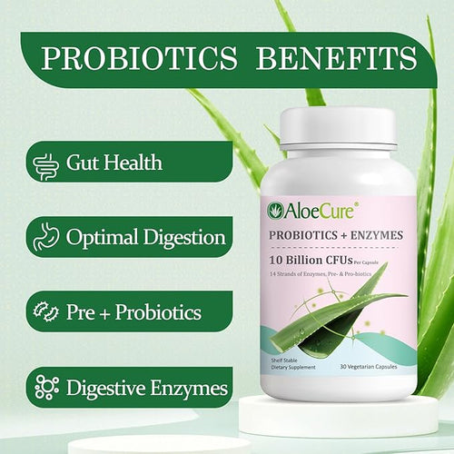 AloeCure Aloe Vera Capsules 2 Pack - VeraFlex 1btl Probiotcs+Enzymes 1btl