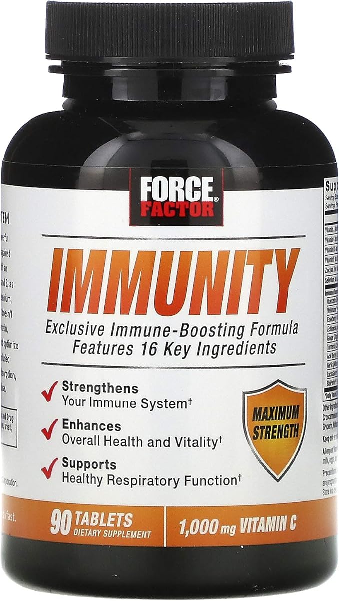 Force Factor Immunity Immune Support Booster with Elderberry and 1000mg of Vitamin C Plus Vitamin D Zinc Probiotics Quercetin Antioxidants and Echinacea for Immune Health Defense 90 Tablets