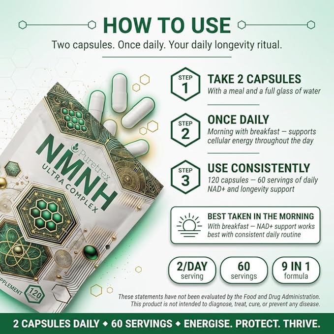NMNH Ultra Complex Dietary Supplement 1000mg 120 Capsules Vegan with Trans-Resveratrol Quercetin CoQ10