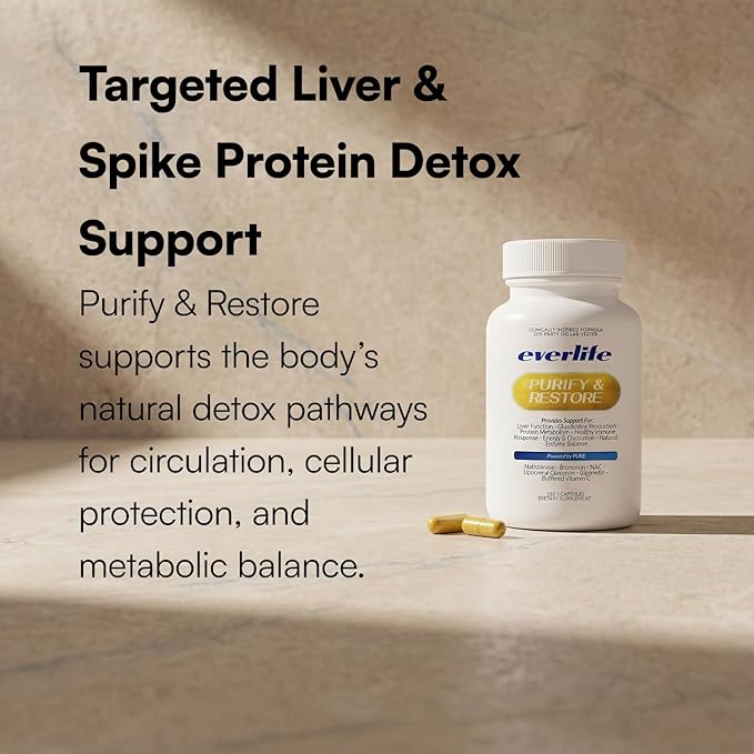 Everlife Spike Protein &amp Liver Detox Support Supplement - Liposomal Curcumin with NAC Quercetin Bromelain &amp Buffered Vitamin C – Circulation Antioxidant &amp Immune Support Blend – 150 Cap