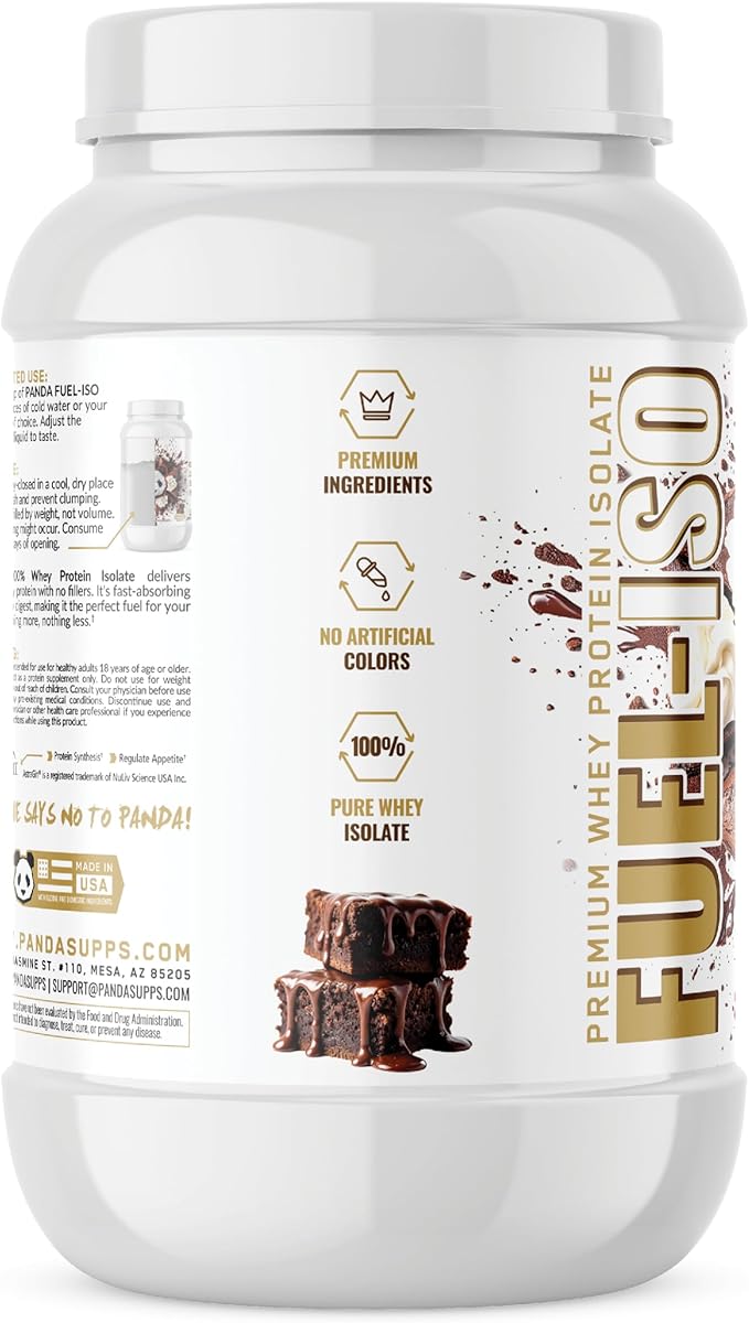 Panda Supps - Panda Fuel ISO Premium 100% Whey Protein Isolate for Men and Women with 25g Protein and 0 Sugar (Chocolate Brownie Whip) (25 Servings)