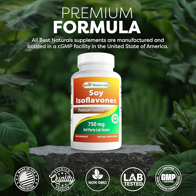 Best Naturals Soy Isoflavones 750 mg 120 Capsules (120 Count (Pack of 2))