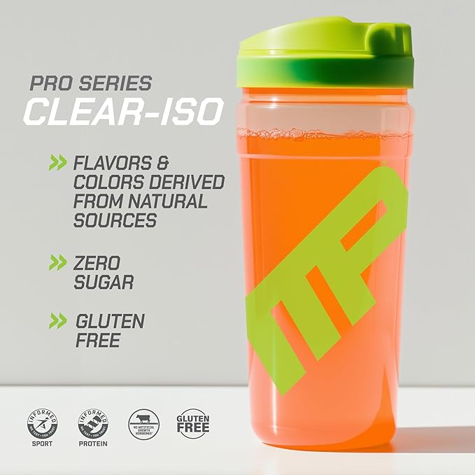 MusclePharm Pro Series Clear-ISO Clear Protein Powder 20g Fast-Acting Whey Isolate per Serving Plus BCAAs &amp L Glutamine | Pro-Grade Muscle Recovery &amp Growth | Sour Peach Rings 1.14 lb 20 S
