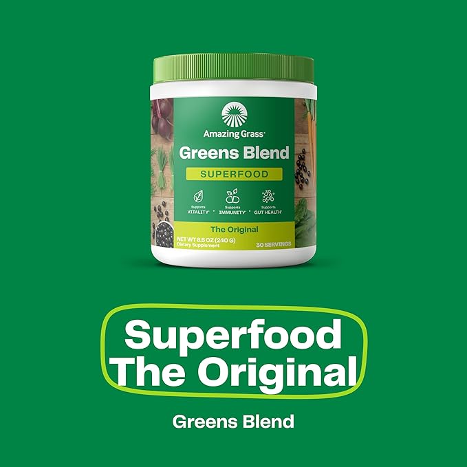 Bundle of Amazing Grass Greens Superfood Powder: Original 30 Servings + Isopure Vanilla Vegan Protein Powder Plant Based Organic Pea Protein Dairy Free 20 Servings (Packaging May Vary)