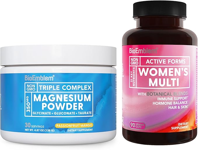 BioEmblem Women's Multivitamin and Triple Magnesium Powder Drink