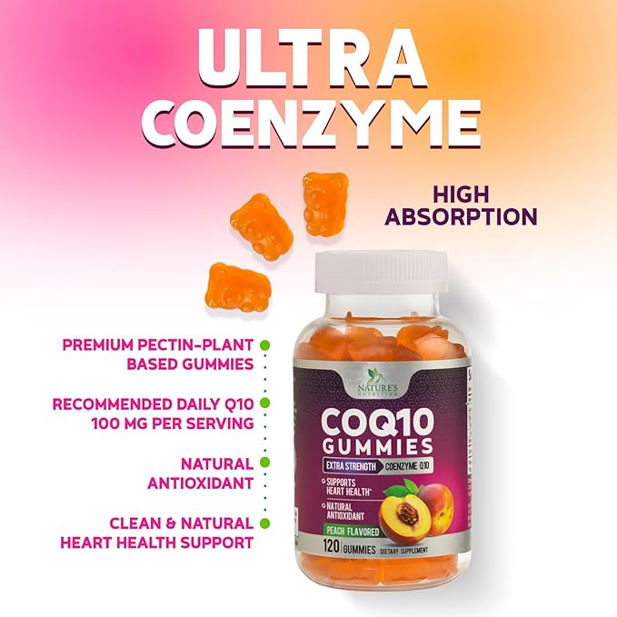 CoQ10 Gummies 100mg Per Serving - 3X Strength High Absorption Antioxidant Supplement for Heart Health Support &amp Energy Production Ultra Coenzyme Q10 Vitamins Coq 10 Supplements - 120 Gummies