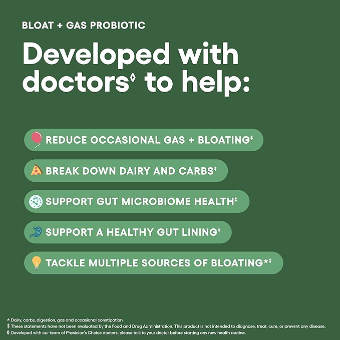 Physician's CHOICE Daily Bundle: 60 Billion Probiotic + Bloat &amp Gas Probiotic + Fiber Gummies + Digestive Enzymes