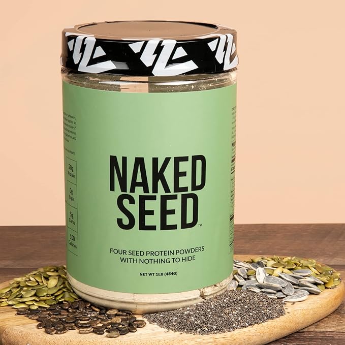 Naked Seed - 4 Seed Protein Powder Only 4 Ingredients - Chia Watermelon Sunflower and Pumpkin Seed - Gluten-Free Soy Free Vegan No Gmos No Artificial Sweeteners - 15 Servings