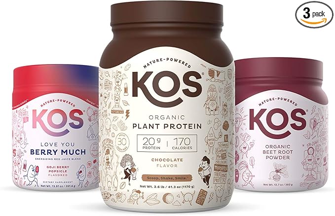 KOS Smart Heart Bundle (Plant-Based Chocolate Protein Powder + Organic Beet Root Powder + Organic Reds Blend)