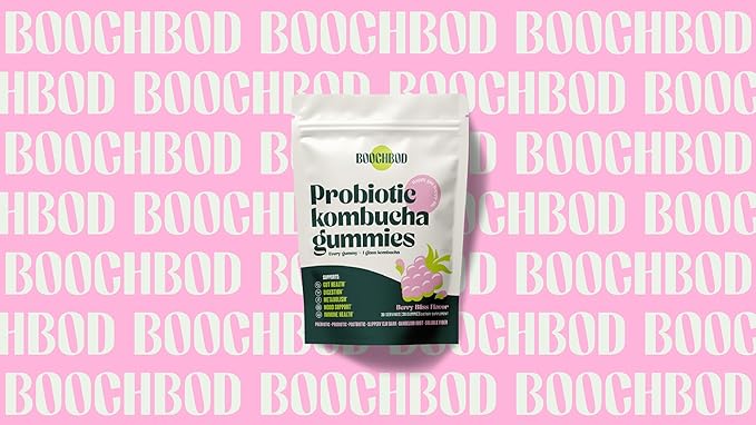 Probiotic Kombucha Gummy - Prebiotics Probiotics Postbiotics Fiber Supplement Slippery Elm Dandelion Root MCT Oil for Bloating Gut Health - Probiotics for Women and Men