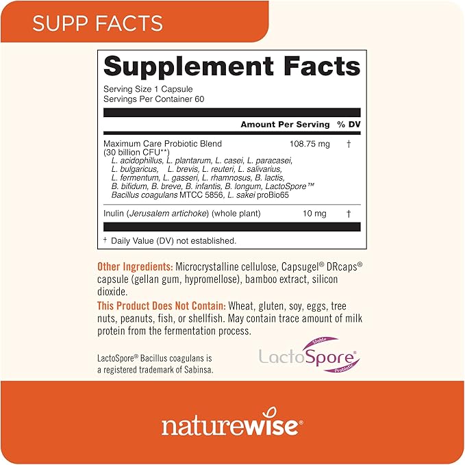 NatureWise [1] Max Probiotics 30 Billion CFU + Organic Prebiotic - 60 Capsules[2-Month Supply] + (Pack of 2) Liver Balance - Milk Thistle Dandelion Turmeric - 60 Capsules[30-Day Supply]