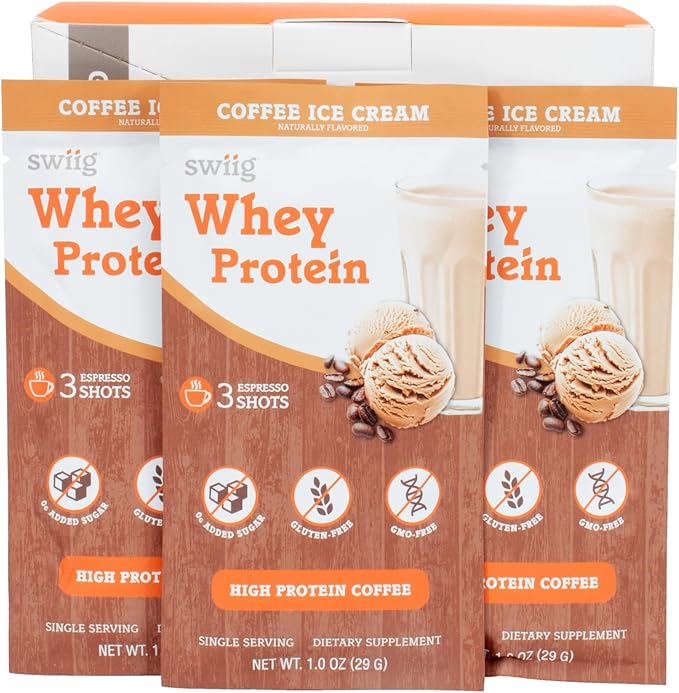 swiig Single Serve Whey Coffee Ice Cream 10pk – Premium Daily Whey Protein 20g Gluten Free GMO Free No Fillers No Artificial Flavors
