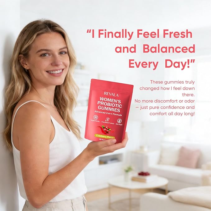 Revala 10-in-1 Viginal Probiotic Gummies for Women – Including Probiotic Strains Prebiotic Fiber &amp Vitamins Supports Digestive Balance Feminine Microbiome &amp Hormonal Harmony 60 Gummies (2)