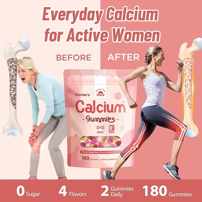Calcium Gummies for Women – 1500mg Calcium Citrate with Vitamin D3 K2 Magnesium Zinc Boron &amp Soy Isoflavones – Calcium Supplement Vegan Zero Sugar Mixed Fruit Flavors 180 Count