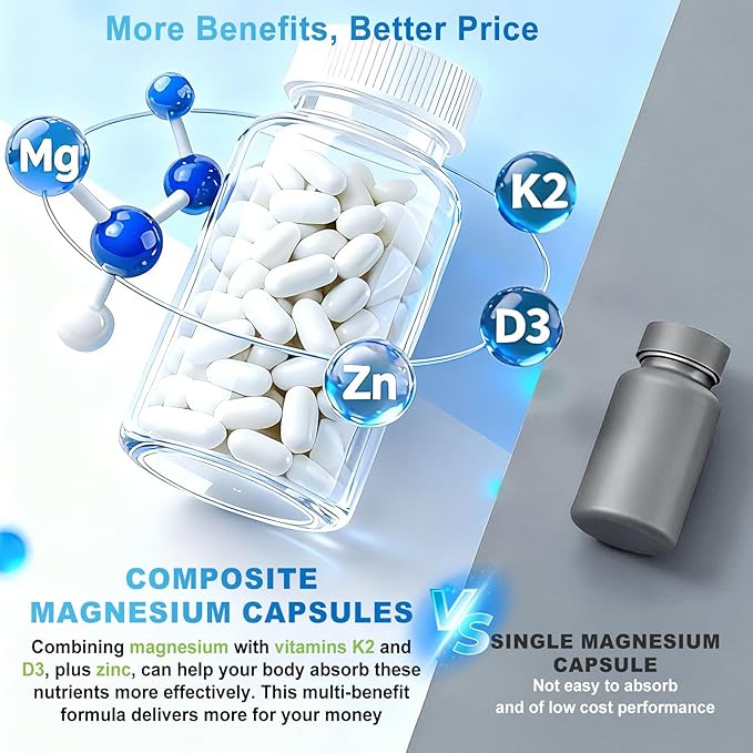 VYXION Magnesium Complex 900mg per Serving – High Absorption Magnesium Glycinate with Vitamin D3 K2 Zinc &amp B Vitamins – Sleep Calm Muscle &amp Nerve Support – 90 Capsules