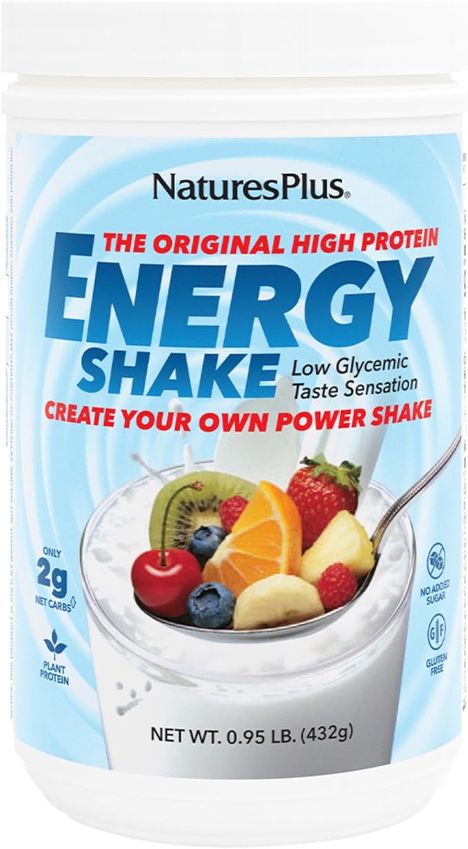 NaturesPlus Energy Shake - 0.95 lb - 16 Grams of Plant-Based Protein Per Serving - Contains Digestion-Supporting Enzymes - No Added Sugar - Non-GMO Vegetarian Gluten Free - 16 Servings