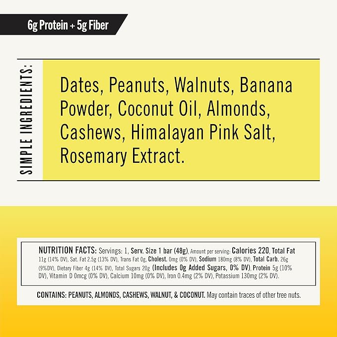 Thunderbird Bars Energy Snack Gluten-Free with Protein Healthy Real Food Vegan Non-GMO No Added Sugar Peanut Banana Walnut Flavor (12 Count 1.7 oz. Bars)