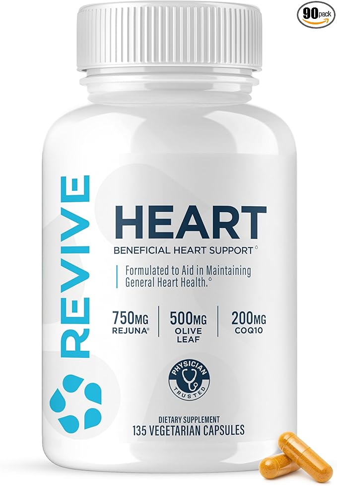 Revive MD Health Supplements 90 Veggie Capsules - CoQ10 Supplement Supports Heart Muscle Function - Coenzyme Q10 200mg Promotes Healthy Flow - Vegan-Friendly &amp Gluten-Free (30 Servings)