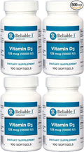 Vitamin D3 High Potency 5000 IU 100 Softgels per Bottle Pack of 4