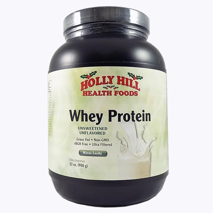Holly Hill Health Foods Whey Protein 37 Day Supply Unsweetened Unflavored 32 Ounces