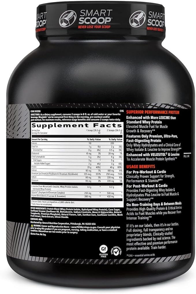 GNC AMP Wheybolic Clinically Proven Protein Powder 40g Whey Protein BCAA Leucine Increases Muscle Strength Muscle Building 3rd Party Tested Gluten Free Natural Vanilla 25 Servings
