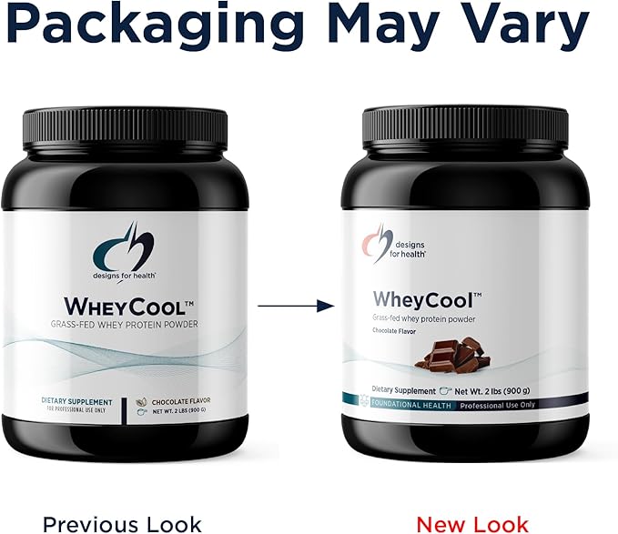 Designs for Health WheyCool - Grass Fed Whey Protein Powder Supplement with 20g Protein May Support Athletes Muscles + Energy - Non-GMO + Gluten-Free Chocolate (30 Servings / 900g)
