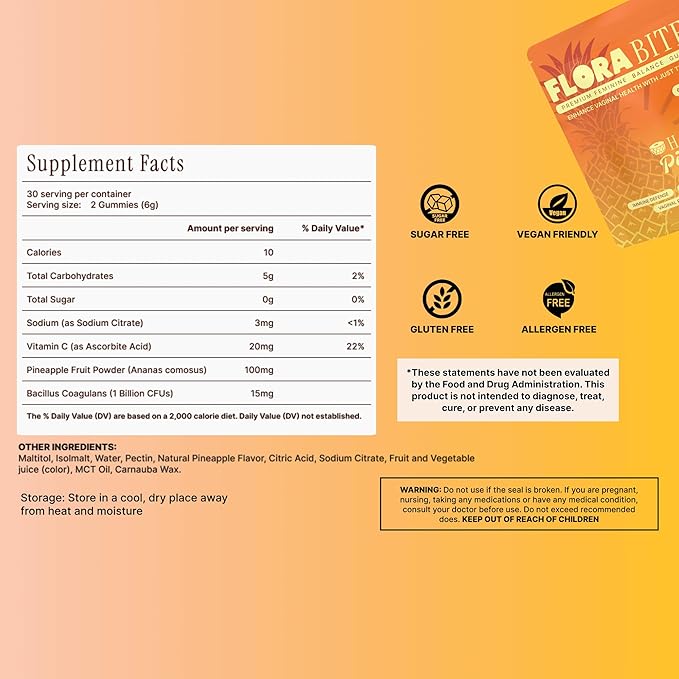 Premium Feminine Balance Gummies – pH Balance &amp Yeast Infection Support – Women’s Health &amp Wellness - Vegan &amp Gluten-Free – Hawaiian Pineapple Flavor – 60 Gummies (30 Servings)