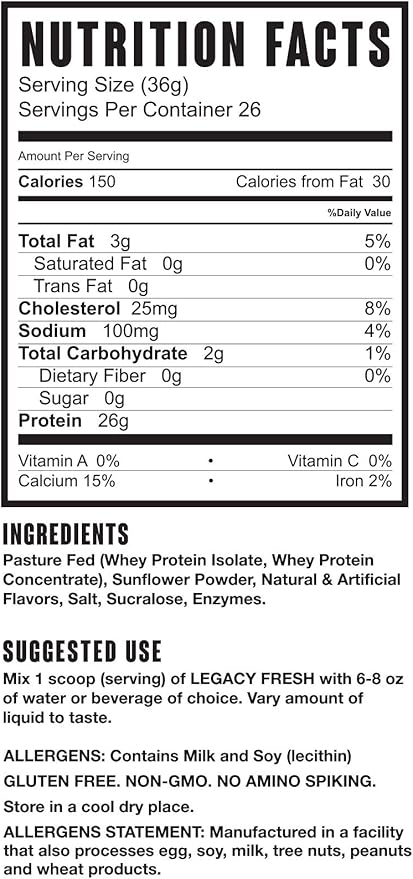 Fresh Whey Protein Vanilla Bliss 2lb | 26g Pasture Fed Premium Whey Protein | High Protein + Amino Acids | Muscle Building…