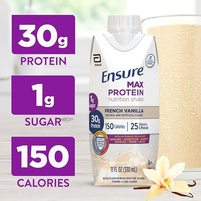 Ensure Max Protein Nutrition ShakesVariety PackWith 30g of Protein1g SugarNutrients to Support Immune System HealthHigh-Protein Shake11 fl ozLiquid(Pack of 16)