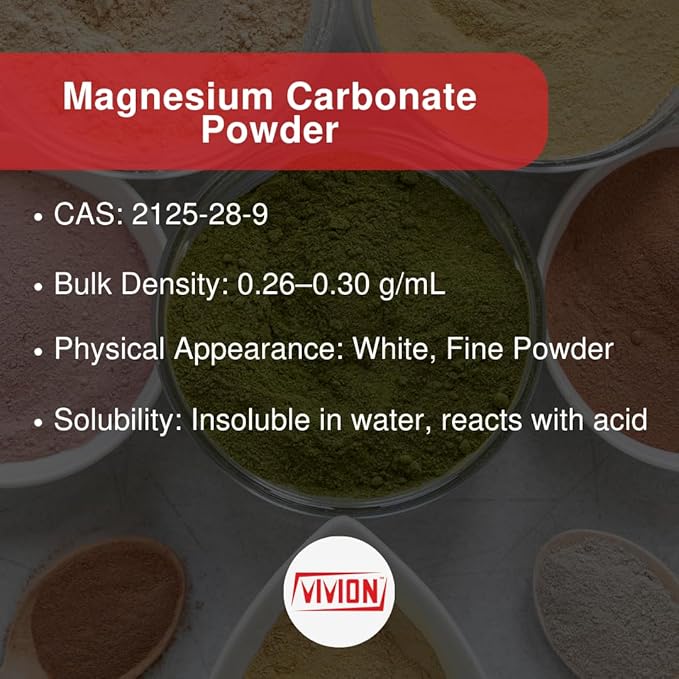 Magnesium Carbonate Light Powder USP - 1 kg (2.2 lb) - Hydromagnesite Mag Powder Tablet and Capsule Diluent Carrier Excipient