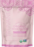 Truvani Organic Whey Protein Powder | Strawberry | 20g Grass Fed Whey Protein | 20 Servings | USDA Organic &amp Non-GMO | Gluten Free | No Gums No Soy No Stevia No Added Sugars