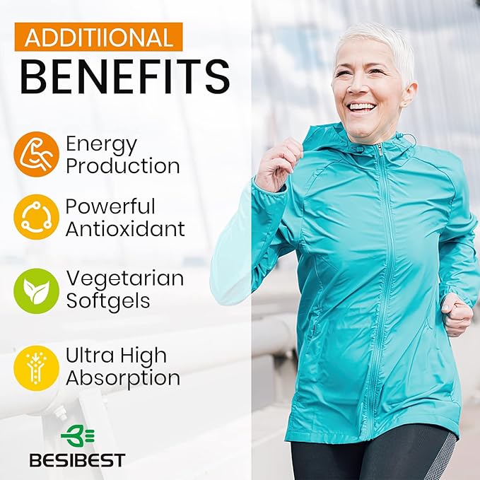 1000mg Liposomal CoQ10 Ubiquinol 120 Vegan Softgels High Absorption Ubiquinol CoQ10 Supplement Active Antioxidant Form of Coenzyme Q10 for Heart Function &amp Energy Production
