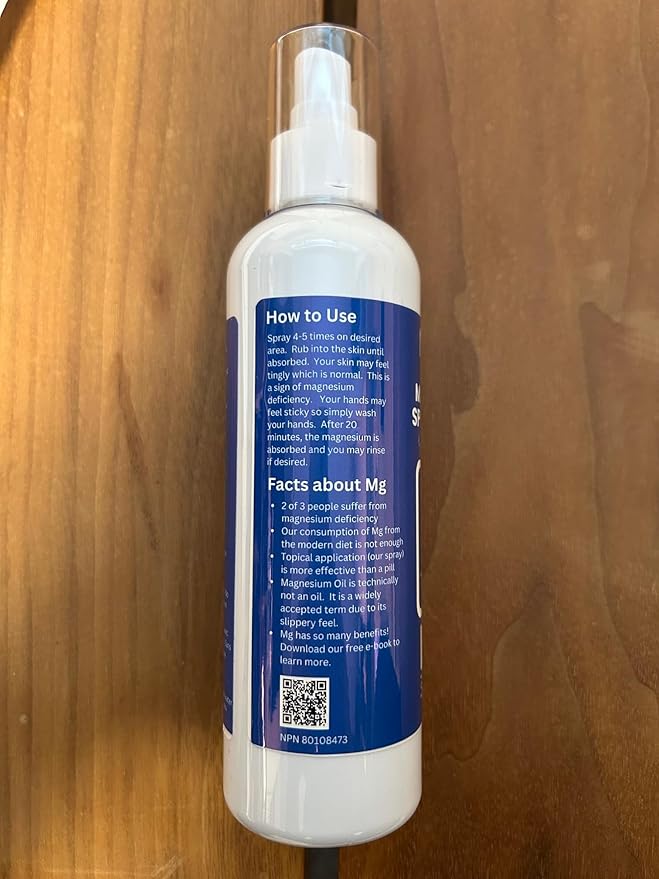 Magnesium Oil Spray with MSM – Extra Strength – 32mg per Spray – Light Lavender Scent – Product of Canada – 237 ml