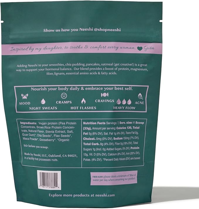Nourishing Protein Blend for Hormonal Balance – Vegan Gluten-Free All-Natural – Supports PMS &amp Menopause Relief – 1-Week Supply – Vanilla Flavor