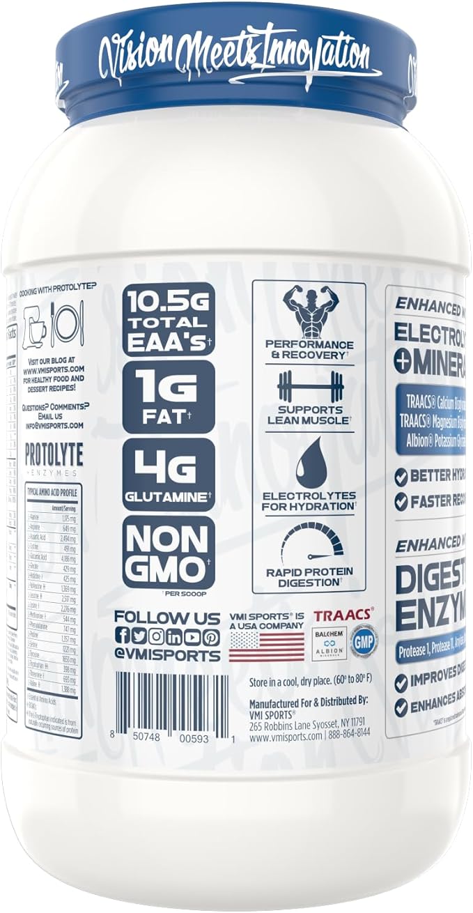 VMI Sports | ProtoLyte Whey Isolate Protein Powder | Low Calorie Whey Protein Powder for Weight Loss | Protein Powder for Muscle Gain | Digestive Enzymes | Non-GMO (Milk and Cookies 1.6 Pounds)
