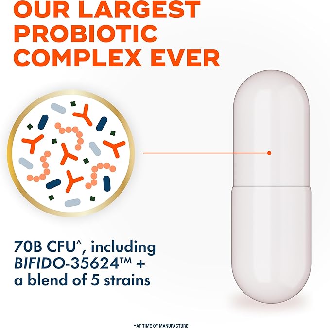 Align Probiotic 70 Billion CFU 6 Strain Blend Probiotics for Women and Men Daily Probiotics for Digestive Health Helps Relieve Occasional Bloating &amp Gas 30 Capsules