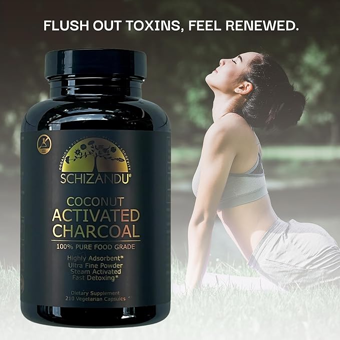 Activated Coconut Charcoal Capsules- Supports Health - Vegan Organic Non-GMO No Additives - X-Large Bottle 210 Count - Pack of 3