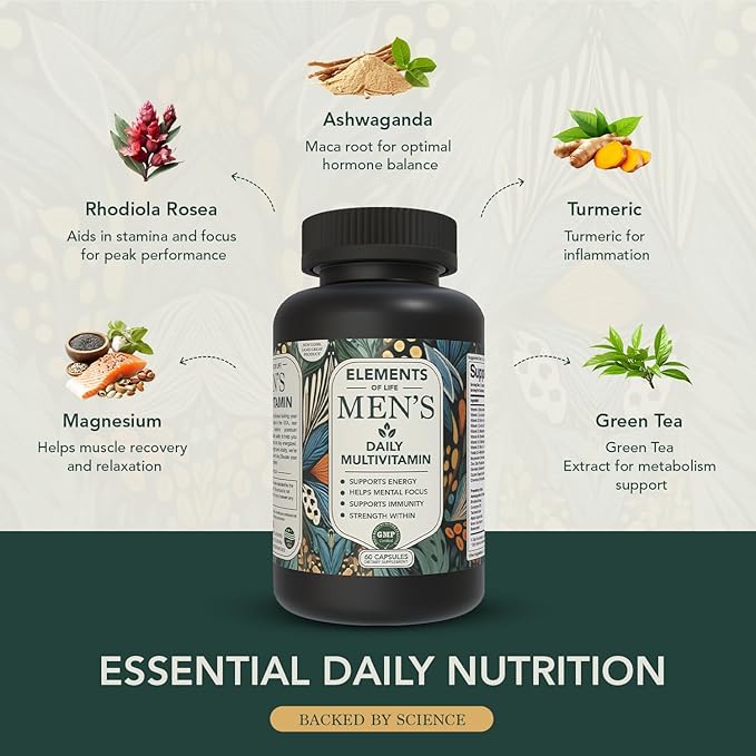 Multivitamin for Men with Vitamin D K2 Zinc Vitamin B12 A E B6 Calcium – Immune Health &amp Energy Support Daily Mens Multivitamins – Gluten Free Vegan Unflavored Supplements (120 Capsules)