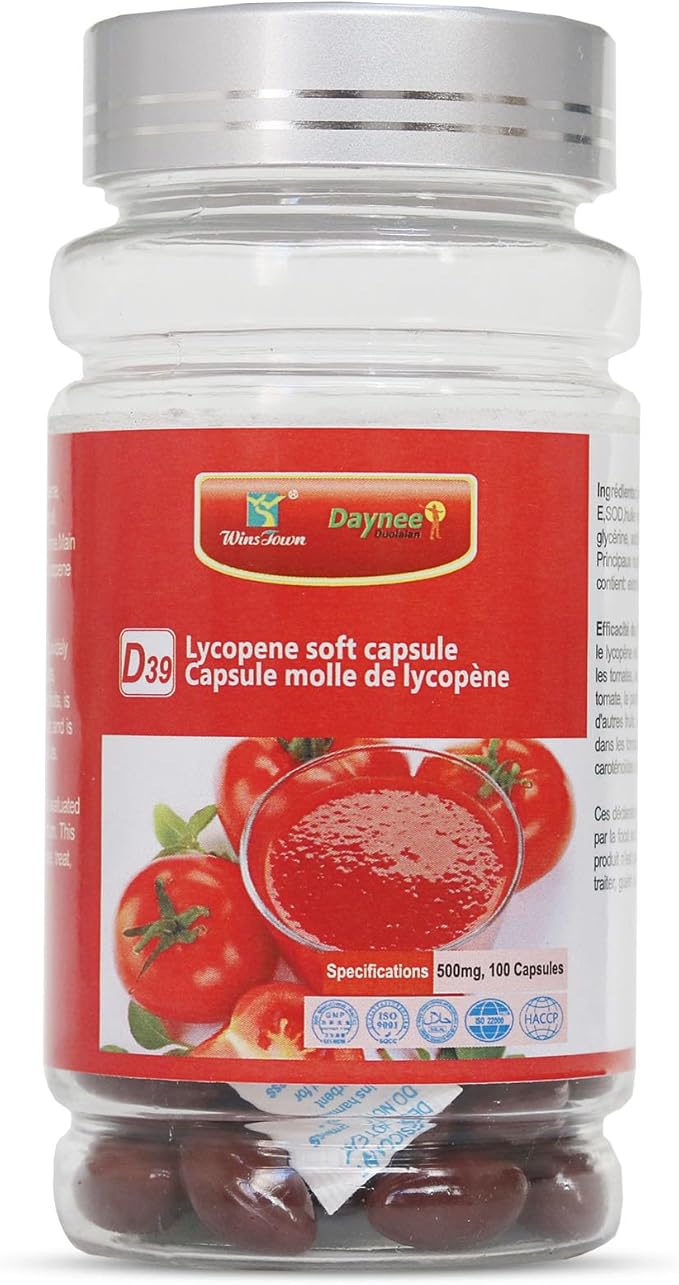 Lycopene Softgel Capsule 500mg Super Vegetable Tomato Supplement Extract Supports Heart Prostate &amp Skin Health 100 Count