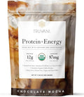Truvani Protein + Energy Drink Mix with 87mg Caffeine | Chocolate Mocha | 12g Organic Plant Based Protein | 20 Servings | USDA Organic Coffee Powder &amp Adaptogens | Gluten &amp Dairy Free | Vegan