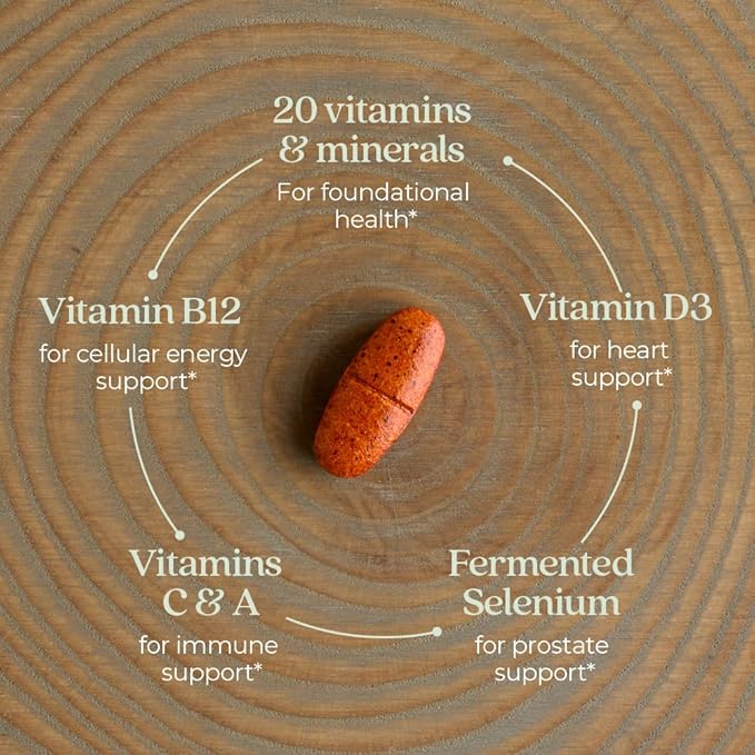 New Chapter Men’s Multivitamin 55+ Extra B6 &amp B12 D3 Astaxanthin Vitamin C &amp Zinc Immune Heart Cellular Energy and Brain Health Gentle on The Stomach One Daily Non-GMO 48 Tablets