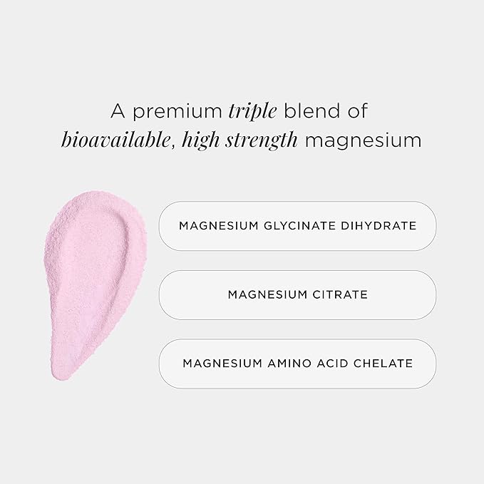 JSHealth Vitamins Advanced Magnesium+ Powder with Magnesium Glycinate &amp Citrate - 3 Bioavailable Forms 400 mg/Serving