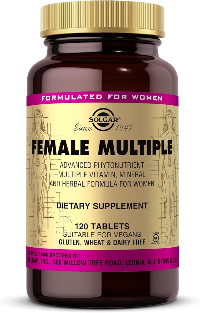 Solgar Female Multiple 120 Tablets - Multivitamin Mineral &amp Herbal Formula for Women - Advanced Phytonutrient - Vegan Gluten Free Dairy Free Kosher - 40 Servings